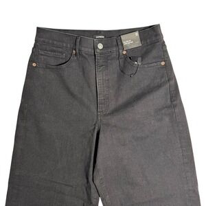 NWT Express Barrel Leg High Rise Black Denim Streetwear Minimalistic Women 10